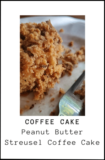 Coffee Cake made with peanut butter and a streusel and chocolate chip topping